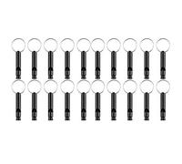 Remingtape Lot de 20 sifflets en aluminium, sifflets de sport, sifflets de survie avec porte-clés - Noir