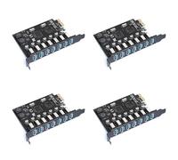Remingtape Lot de 4 adaptateurs Pci Express USB 3.0 Pci E vers 7 ports USB 3 - Carte d'extension - Convertisseur de contrôleur USB 3 Pcie Pci-E X1 (Via)