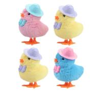 Remingtape Lot de 4 peluches rebondissantes pour tout-petits et enfants qui sautent sur un poulet de Pâques avec un chapeau