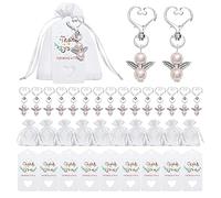 Remingtape Lot de 40 ensembles de perles avec porte-clés en forme de cœur - Avec porte-clés en organza - Sachets cadeaux A