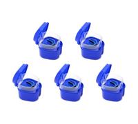 Remingtape Lot de 5 boîtes de rangement pour prothèses avec tamis - Bleu foncé - Boîte de rangement pour faux dents - Avec support en filet pour les voyages