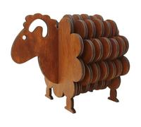 Remingtape Mouton en forme de puzzle 3D - Dessous de verre en bois pour boissons - Ensemble de dessous de verre amusants en forme de mouton - Marron foncé