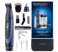 Remington NE3890 Kit de voyage hygiénique dans un étui [13 pièces : pour cheveux & manucure/pédicure, etc.] Tondeuse à barbe, tondeuse à poils du nez, tondeuse oreilles et sourcils, coupe-ongles et