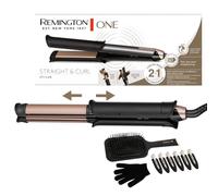 Remington ONE Lisseur & boucleur cheveux [2en1] Straight&Curl (Embouts flexibles: mode lissage et boucles 32 mm, vérouillage des plaques, contrôle température 150-230°C, brosse et pinces incl.) S6078
