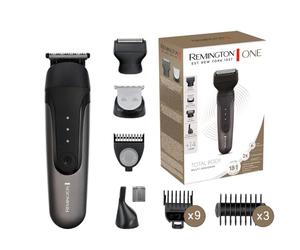 Remington ONE Tondeuse électrique [Multifonction 18-en-1] Visage & corps (4 têtes interchangeables: cheveux, barbe, nez/oreilles/sourcils, 14 sabots 1,5-25mm, étanche, lithium, charge rapide USB)PG780