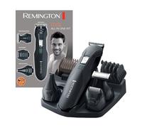 Remington Tondeuse Barbe [Multifonction 10 accessoires] Edge (Polyvalent: Poils du visage & du corps,Lames Acier, 4 têtes interchangeables + 6 Sabots, Sans fil,Socle de rangement) Tondeuse PG6030