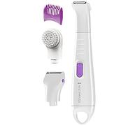 Remington Tondeuse Bikini [Facile & Rapide] Smooth&Silky (Multifonction: Tête Tondeuse, Tête Rasoir, Brosse Exfoliante, Antibactérien, Rechargeable, Wet&Dry) WPG4035