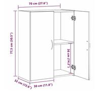 Remise 2026®Armoire à dossier Noir - Cabinet de Bureau Multi-Rangement - avec porte - chêne artisanal - 70x32x77.5cm 635 3659396