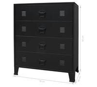 Remise 2026®BUFEET Avec rangement Noir - Commode de chambre à tiroirs - Métal Style Industriel 78x40x93cm Noir 747 4860014