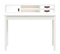 Remise 2026®Bureau informatique Blanc - Bureau droit multi-rangements - Blanc - 110x50x93cm - Bois massif de pin 544 8025811