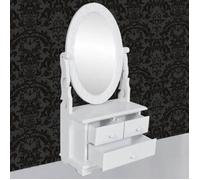 Remise 2026®Cabinet de chambre Blanc - Coiffeuse avec miroir pivotant ovale MDF 926 1949119