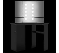 Remise 2026®Cabinet de chambre Noir - Coiffeuse d'angle avec LED - Noir - 111x54x141 5cm 205 2935243