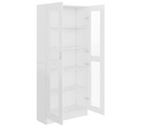 Remise 2026®Cabinet de salon Blanc - Armoire à vitrine - Blanc - 82,5x30,5x185cm - stockage livres - Bois d'ingénierie 591 509912