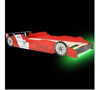 ""Remise 2026""Cadre à lattes 1 places Rouge - 90x200 cm - LEMON® - Lit voiture de course pour enfants avec LED 90x200 cm Rouge 208961