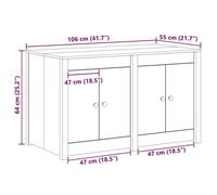 Remise 2026®Caisson de cuisine Blanc - Armoire de cuisine - Armoire à vitrine - Blanc - 106x55x64cm - Bois de pin massif 857 2620