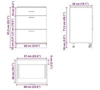 Remise 2026®Caisson de cuisine Blanc - Meuble bas de cuisine - Armoire à vitrine - ""Lyon"" en - Bois d'ingénierie - Blanc - 254 61