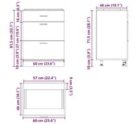 Remise 2026®Caisson de cuisine Brun - Meuble bas de cuisine - Armoire à vitrine - ""Lyon"" - avec rangement - Chêne fumé - Bois d'i