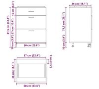 Remise 2026®Caisson de cuisine Gris - Meuble bas de cuisine - Armoire à vitrine - ""Lyon"" - avec rangement - gris béton - Bois d'i