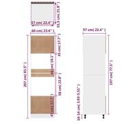 Remise 2026®Caisson de cuisine Gris - Meuble micro-ondes - Vitrine de cuisine - ""Lyon"" - avec rangement - Gris Sonoma - 60x57x207