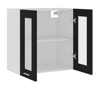 Remise 2026®Caisson haut cuisine Noir - Vitrine suspendue ""Lyon"" Noir 60x31x60cm - Bois d'ingénierie 622 8248357