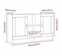 Remise 2026®Enfilade de rangement Noir - Buffet bas - chêne Noir - 120x30,5x70cm - Bois d'ingénierie 488 8005631