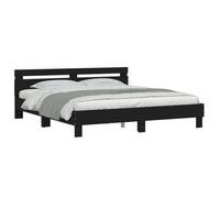 ""Remise 2026""Lit 2 places Noir - 160x200 cm - LEMON® - Cadre de lit avec LED - sans matelas - noir 160x200 cm 4961660