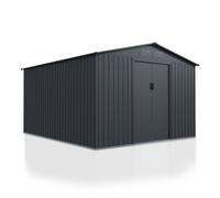 Juskys abri métallique XXL - Gris foncé, résistant aux intempéries avec Cadre de Fondation, Porte coulissante & verrouillable - pour Jardin & Stockage