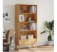 ""Remise""Armoire de livres - Bibliothèque - à 4 niveaux - OLDEN marron ,bois de pin massif JILIMAISON2025 50466683