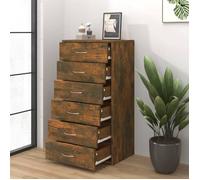 ""Remise""Armoire de rangement/Buffet - grand espace - avec 6 tiroirs Chêne fumé 50 x 34 x 96 cm Bois d'ingénierie *aspect