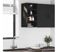 ""Remise""Armoire de rangement suspendue Pour cuisine - Meuble haut ""Riga"" noir 30 x 29,5 x 60 cm ,bois d'ingénierie JILIMAISON2025