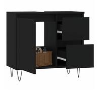 ""Remise""Armoire de salle de bain - UU - Mobilier meuble de rangement noir 65 x 33 x 60 cm ,Bois d'ingénierie JILIMAISON2025