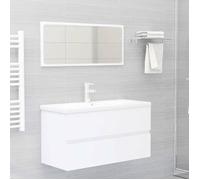 ""Remise""Armoire d'évier - Meuble de salle de bain suspendu - Blanc 90 x 38,5 x 45 cm ,Bois d'ingénierie JILIMAISON2025 42410431
