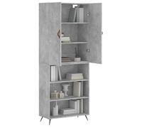 ""Remise""Armoire haute/Buffet haut - Décor salon/cuisine - Gris béton 69,5 x 34 x 180 cm Bois d'ingénierie *aspect pratique6283066