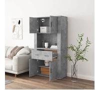 ""Remise""Armoire haute/Buffet haut - Décor salon/cuisine - Gris béton Bois d'ingénierie *aspect pratique4187062