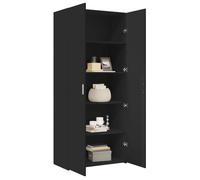 ""Remise""Armoire haute/Buffet haut - Décor salon/cuisine - noir 80 x 42,5 x 185 cm bois d'ingénierie *aspect pratique4958037