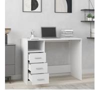 ""Remise""Bureau informatique - Table de Bureau avec tiroirs Blanc 102 x 50 x 76 cm - bois d'ingénierie JILIMAISON2025 34276397