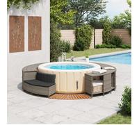 ""Remise""Cadre de bain à remous - CLOUD - gris résine tressée bois massif d'acacia JILIMAISON2025 5970913