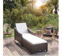""Remise""Chaise longue - JMS - Bain de soleil avec coussin blanc crème - Résine tressée Noir MAIOSN2025 3367437