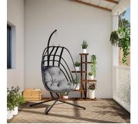 ""Remise"" Chaise suspendue - CLOUD - en forme d'œuf avec support anthracite acier JILIMAISON2025 3378069
