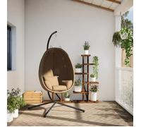 ""Remise"" Chaise suspendue - CLOUD - en forme d'œuf et support taupe tissu et acier JILIMAISON2025 7499317