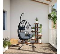 ""Remise"" Chaise suspendue - CLOUD - œuf support anthracite rotin et acier JILIMAISON2025 6562709