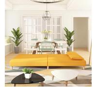 ""Remise"" CLIC-CLAC,Canapé Lit Convertible , à 2 places, avec deu x oreillers, jaune tissu JILIMAISON2025 24055962