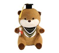 Remise de diplôme en peluche douce de 20,3 cm avec casquette et diplôme | Oreiller réaliste timide de loutre | Idéal pour crèche, chambre d'enfant, chambre d'adolescent