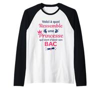 Remise Diplôme du bac Fille Princesse Humour Baccalauréat Manche Raglan