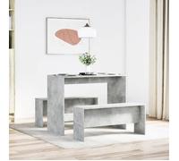 ""Remise""Ensemble table à manger et bancs 3 pcs ,Table + 2 chaises de salle à manger, bois d'ingénierie JILIMAISON2025 3159778