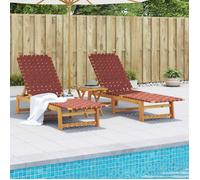 ""Remise""Lot de 2 Chaises longues - JMS - Bain de soleil rouge - Bois d'acacia solide et tissu MAIOSN2025 2995622