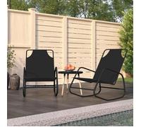 ""Remise""Lot de 2 Transat Chaises longues - JMS - à bascule Noir - acier et textilène MAIOSN2025 9440893