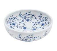 ""Remise"" Vasque - UU - à poser blanc et bleu rond Φ41x14 cm céramique JILIMAISON2025 37150002