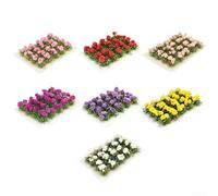 RemixAst Lot de 20 herbes statiques pour touffes pour modélisme - Fleurs sauvages de pivoines roses - Convient pour les tables de sable et les mises en page architecturales (bégonia)