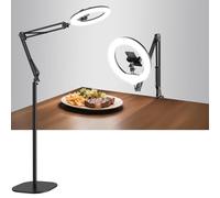 RemixOri Lumière Annulaire 10" / 26cm avec Trépied et Support Téléphone - LED Circulaire Dimmable 2-en-1 avec Fixation Bureau pour Vidéos, Maquillage, Streaming et Photo